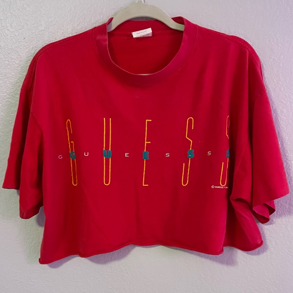 Vintage Guess Cropped Tee 100% Cotton Made in USA